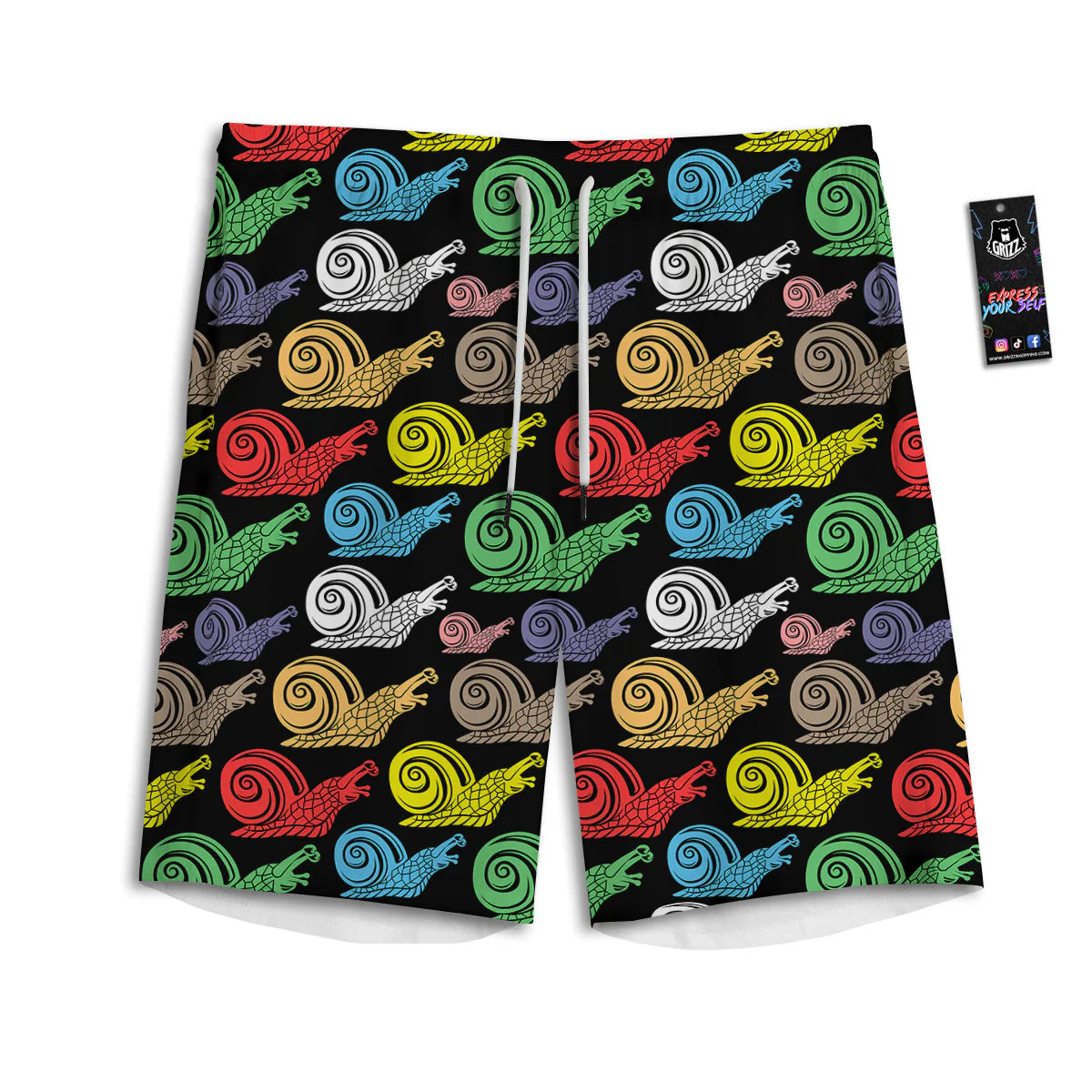 Cute Snails Colorful Print Pattern Men's Athletic Shorts