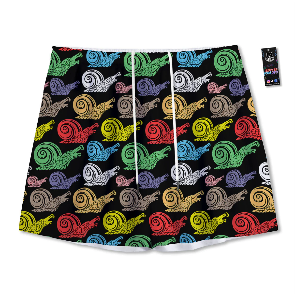 Cute Snails Colorful Print Pattern Mesh Shorts