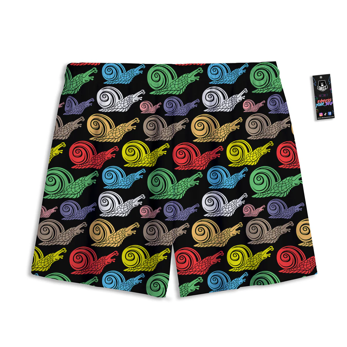 Cute Snails Colorful Print Pattern Mesh Shorts - Image 2