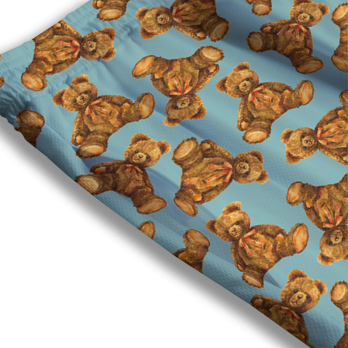 Cute Teddy Bear Print Pattern Mesh Shorts - Image 3