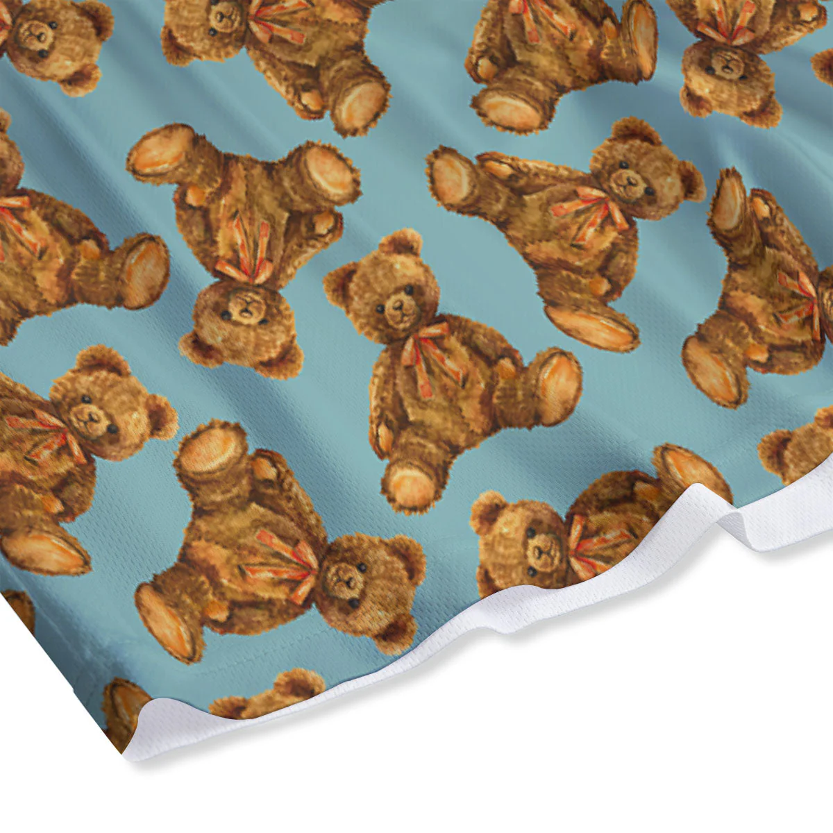 Cute Teddy Bear Print Pattern Mesh Shorts - Image 4