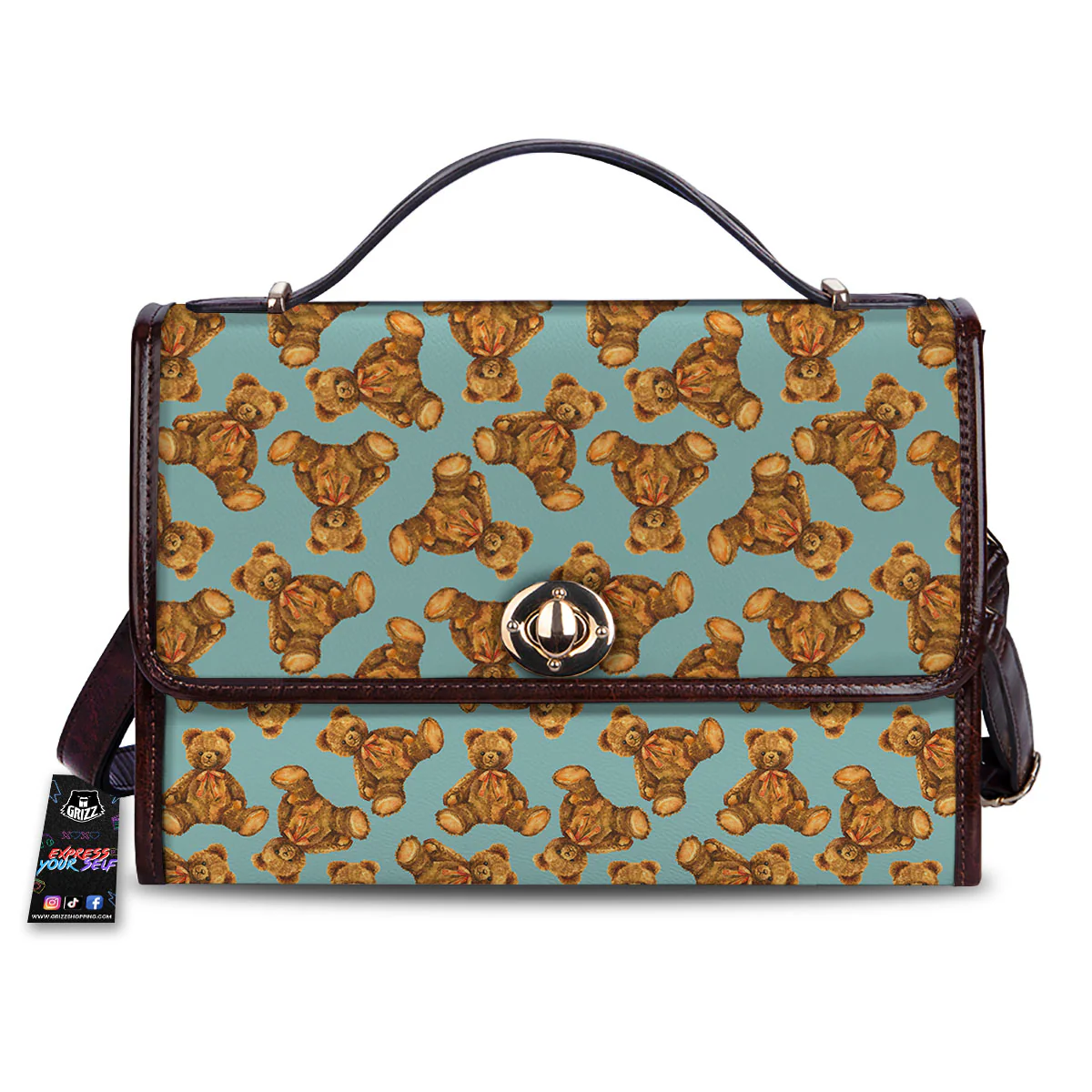 Cute Teddy Bear Print Pattern Women's Satchel Bag