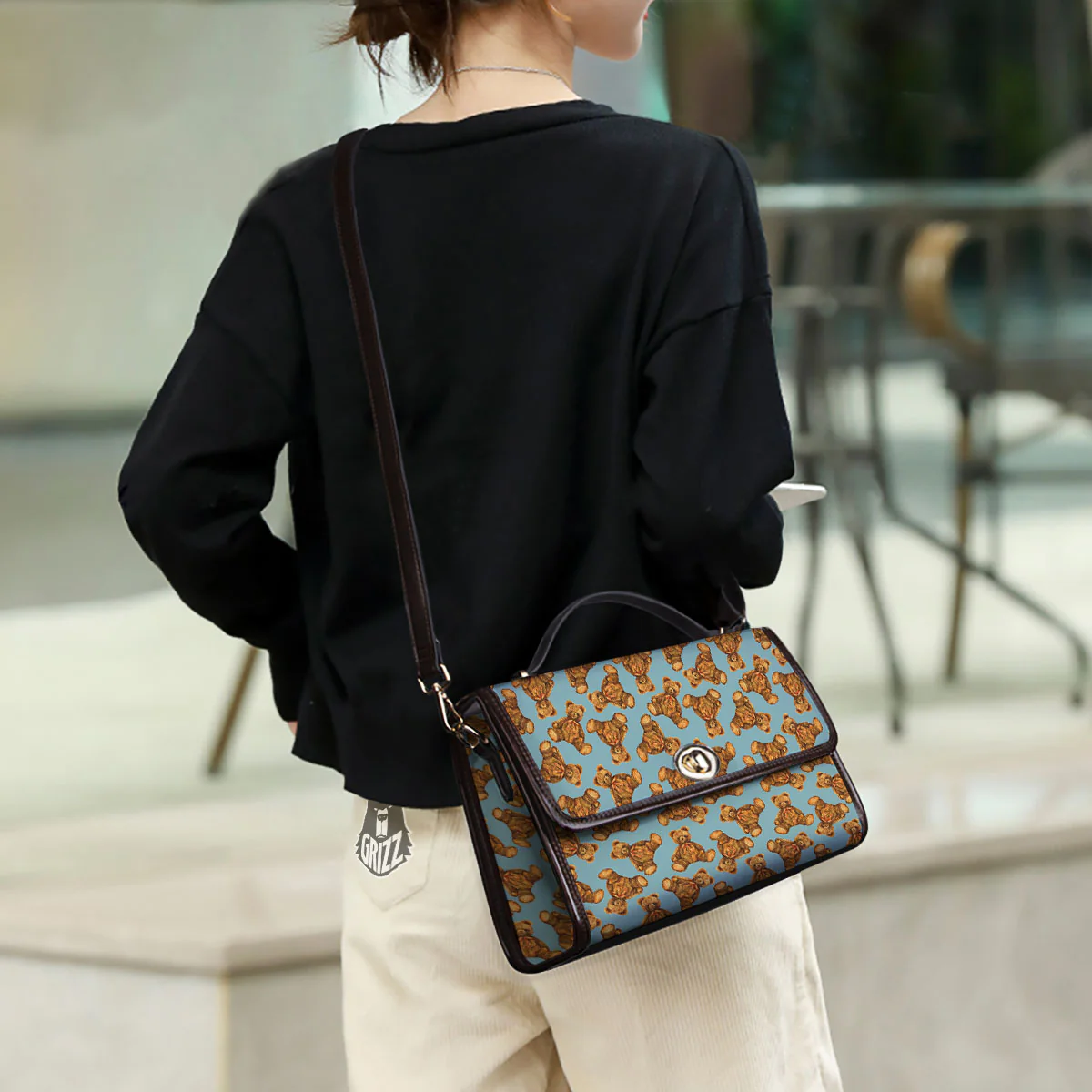 Cute Teddy Bear Print Pattern Women's Satchel Bag - Image 3