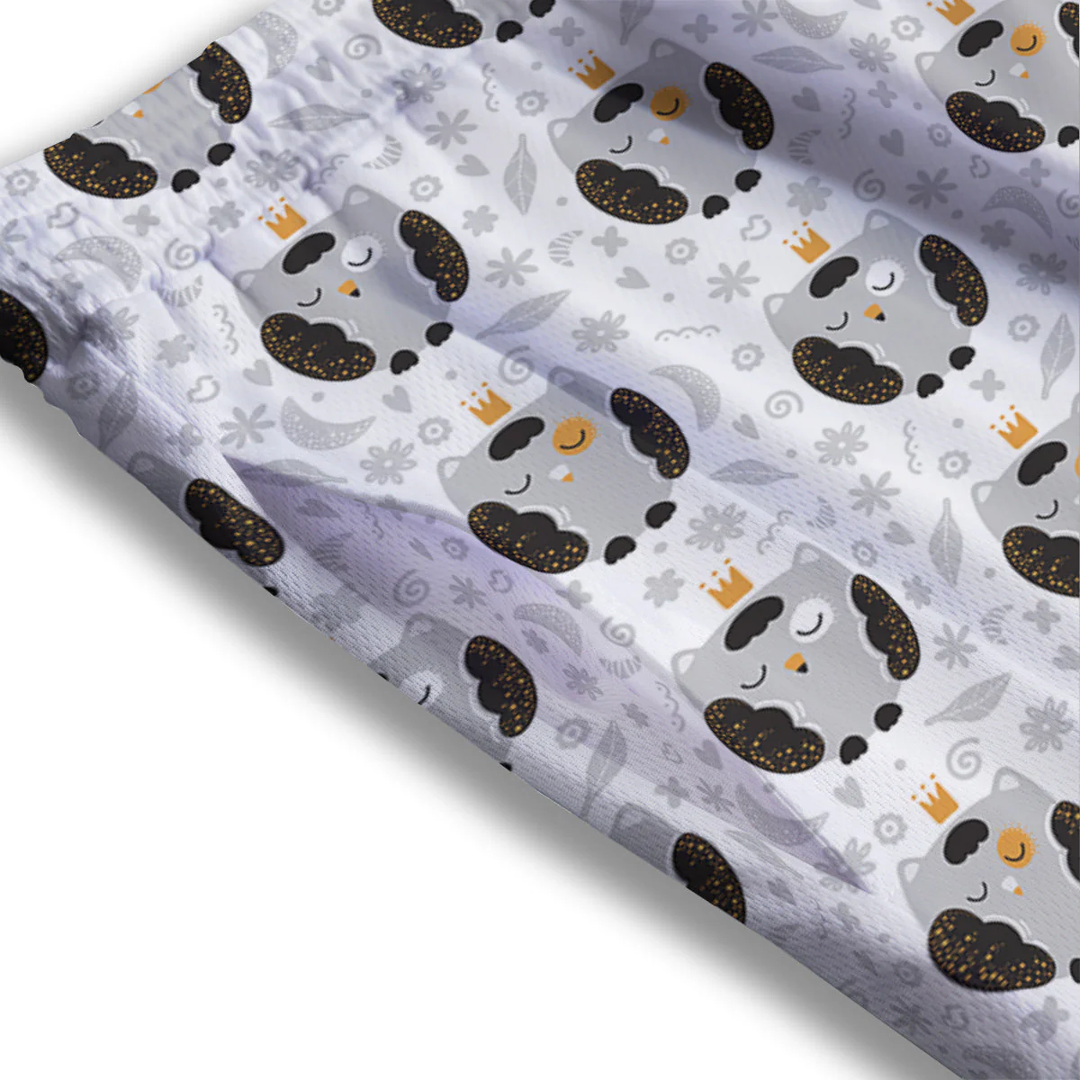 Cute White Grey Owl Print Pattern Mesh Shorts - Image 3