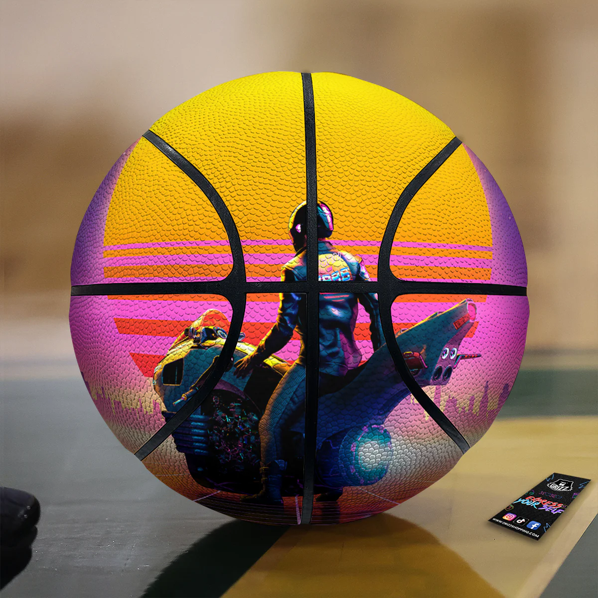Cyberpunk Biker Print Basketball