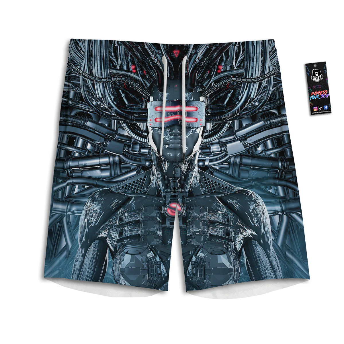 Cyborg Cyberpunk Print Men's Athletic Shorts