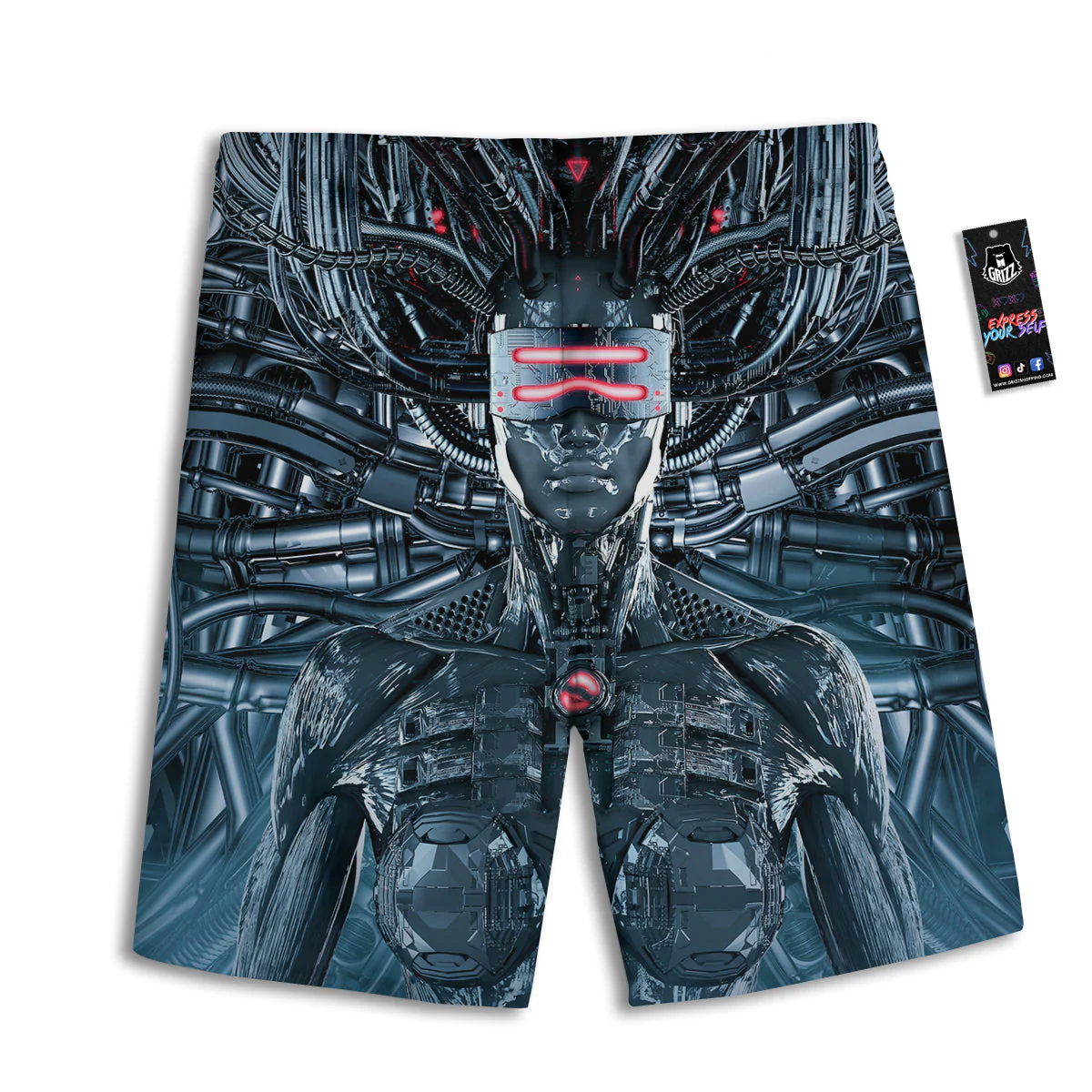 Cyborg Cyberpunk Print Men's Athletic Shorts - Image 2