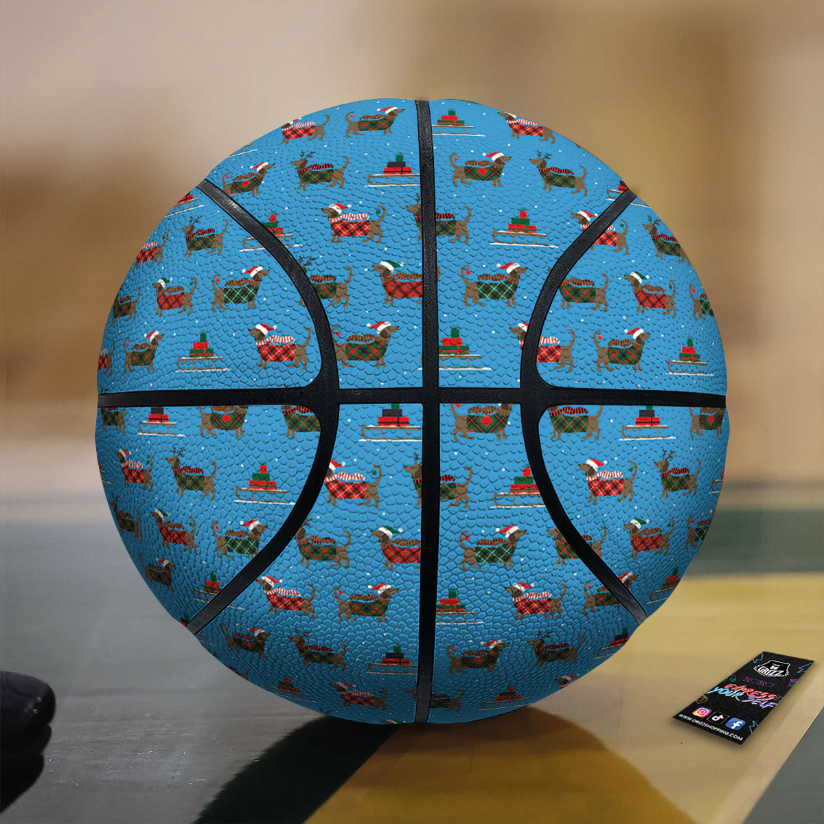 Dachshund Christmas Santa Print Basketball