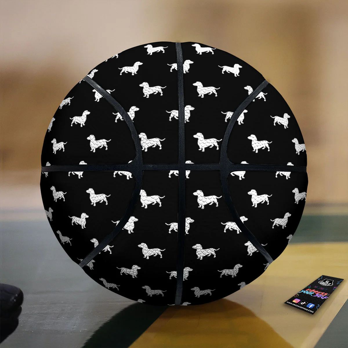 Dachshund White And Black Print Pattern Basketball