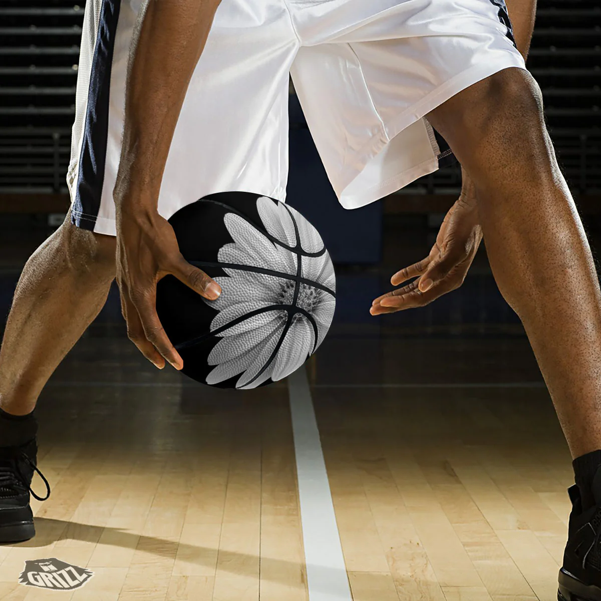 Daisy Flower Monochrome Print Basketball - Image 3