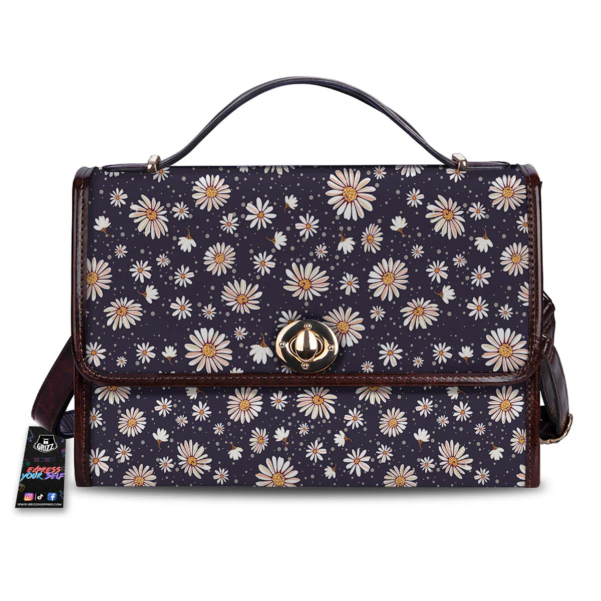 Daisy Flower Polka Dot Print Pattern Women's Satchel Bag