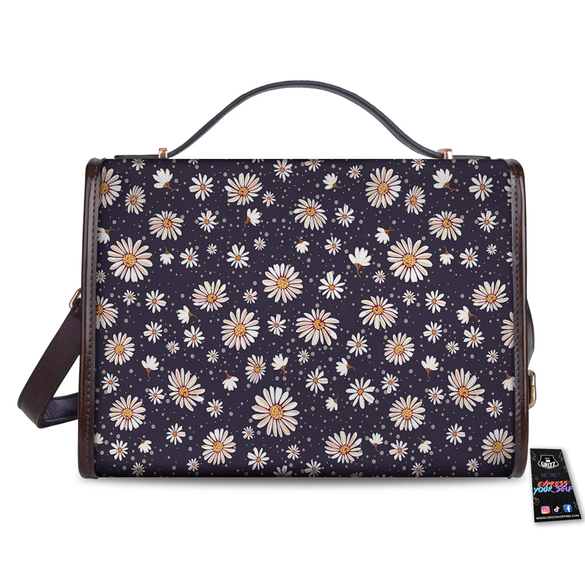 Daisy Flower Polka Dot Print Pattern Women's Satchel Bag - Image 2