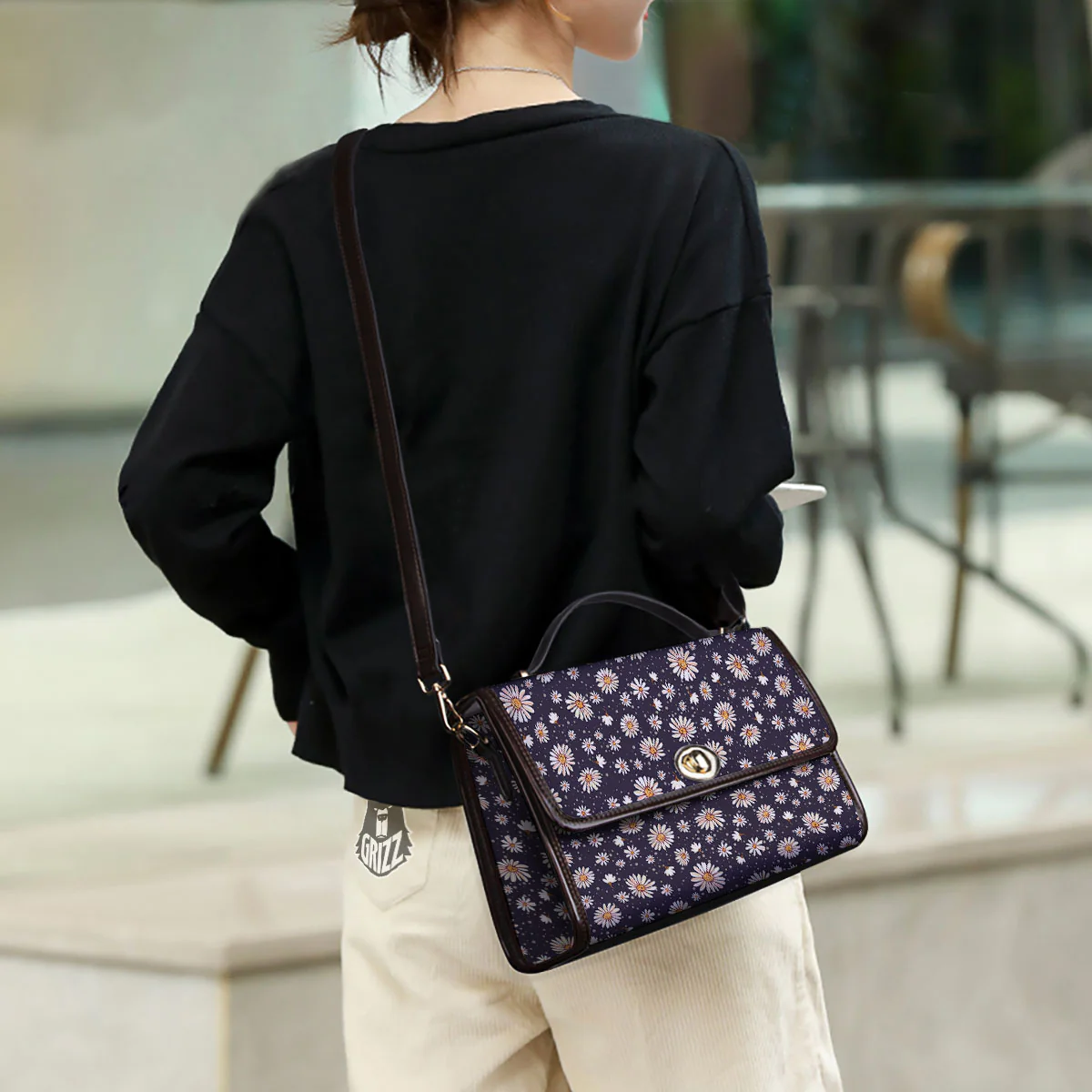 Daisy Flower Polka Dot Print Pattern Women's Satchel Bag - Image 3