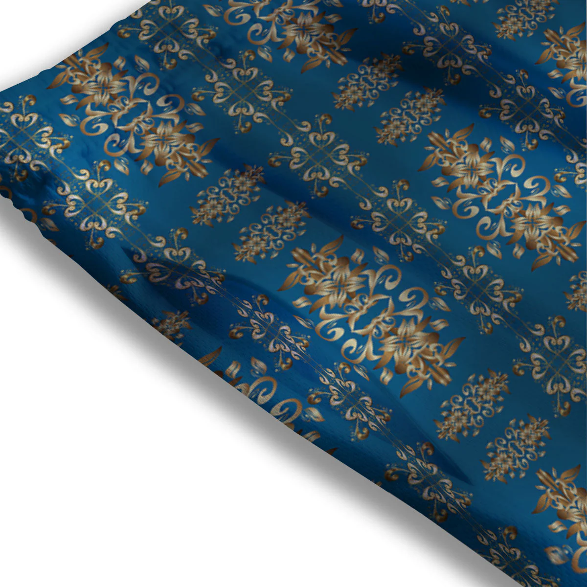 Damask Brown And Blue Print Pattern Mesh Shorts - Image 3