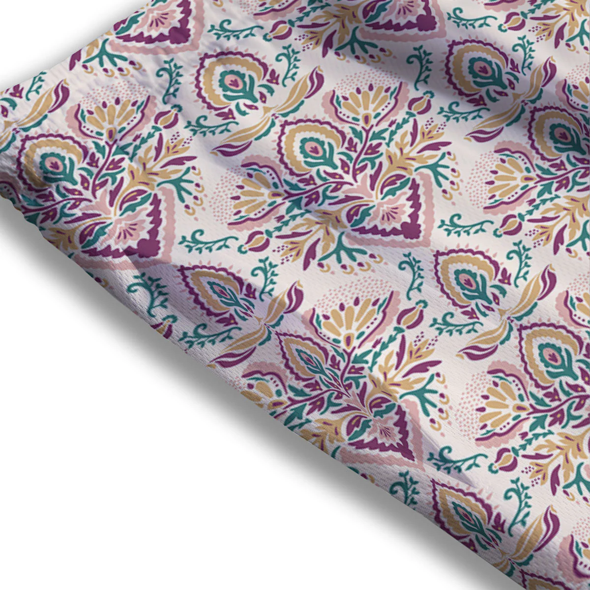 Damask Colorful Print Pattern Mesh Shorts - Image 3