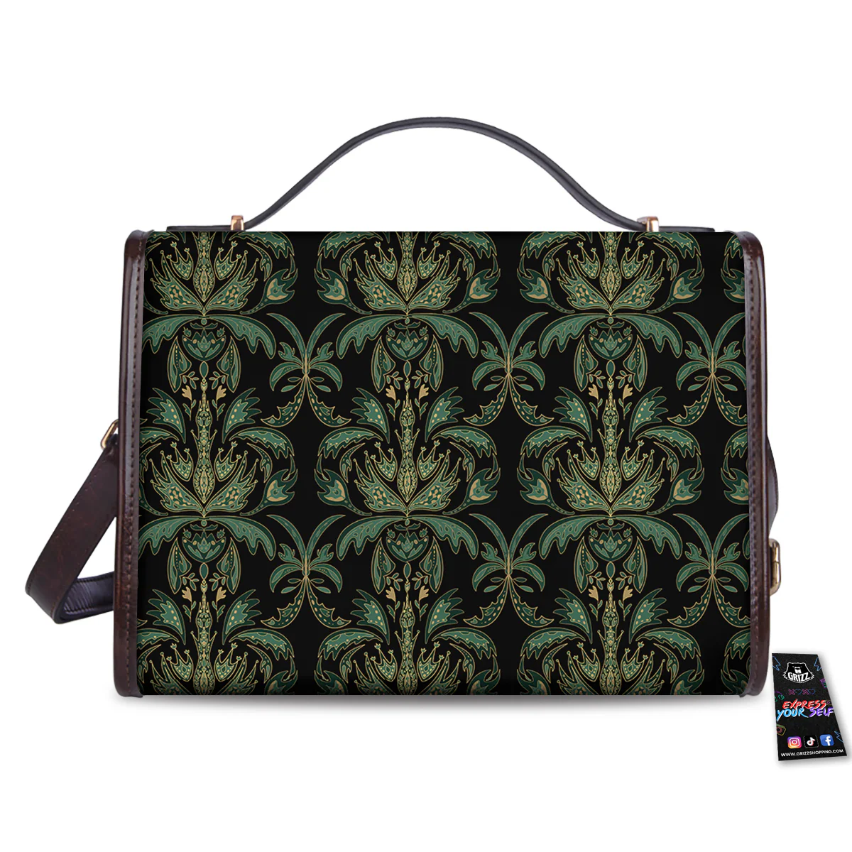 Damask Floral Western Vintage Print Pattern Women's Satchel Bag - Image 2