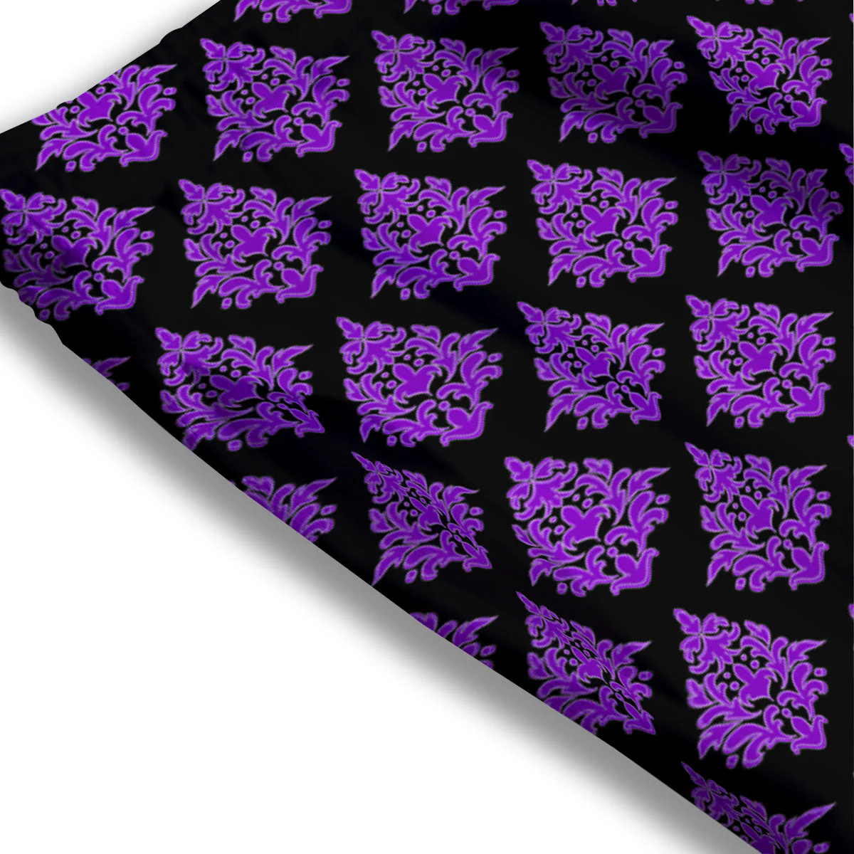 Damask Purple And Black Print Pattern Mesh Shorts - Image 3