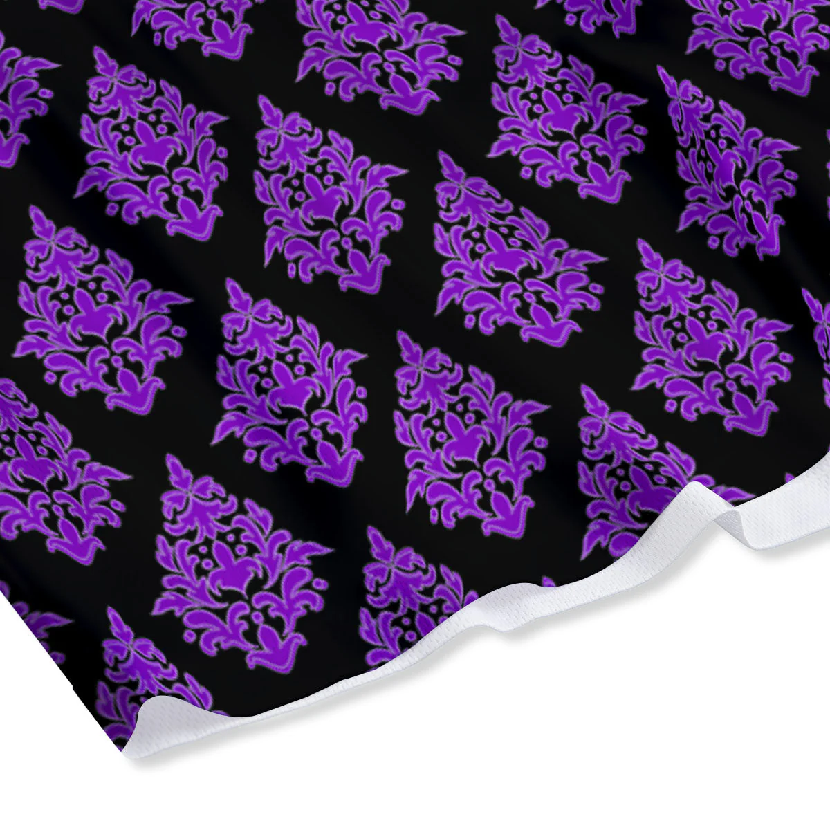 Damask Purple And Black Print Pattern Mesh Shorts - Image 4