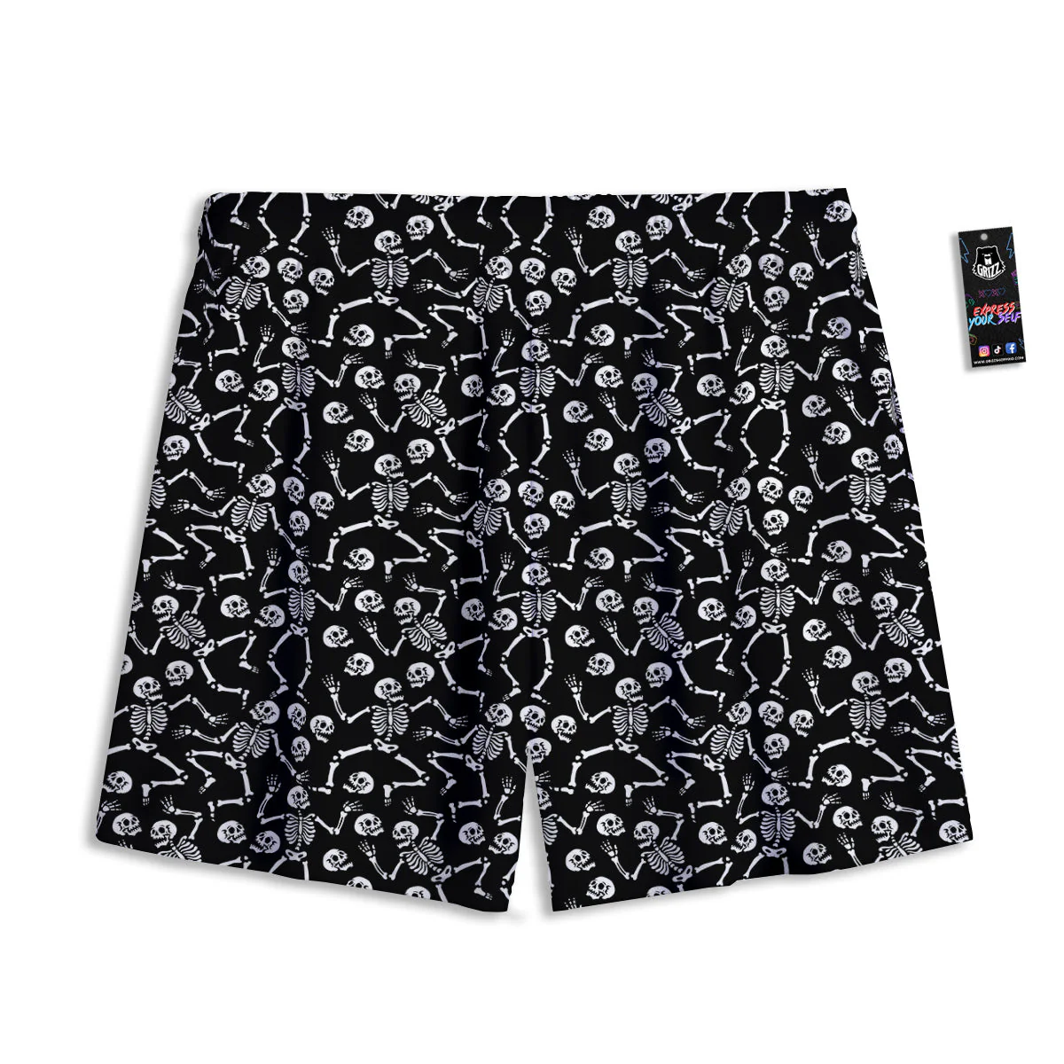 Dancing Party Skeleton Print Pattern Mesh Shorts - Image 2