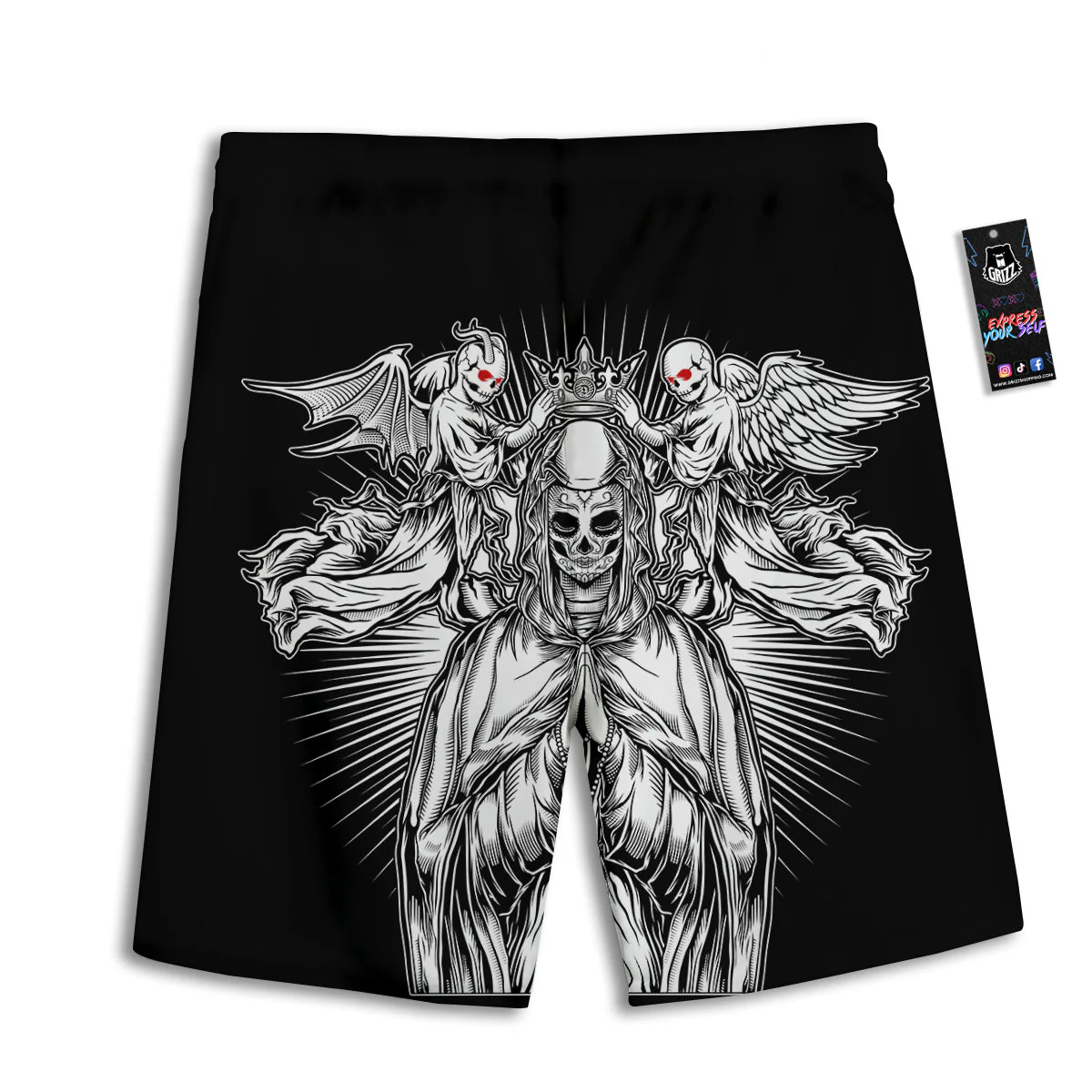 Dark Angel Of Death Print Men's Athletic Shorts - Image 2