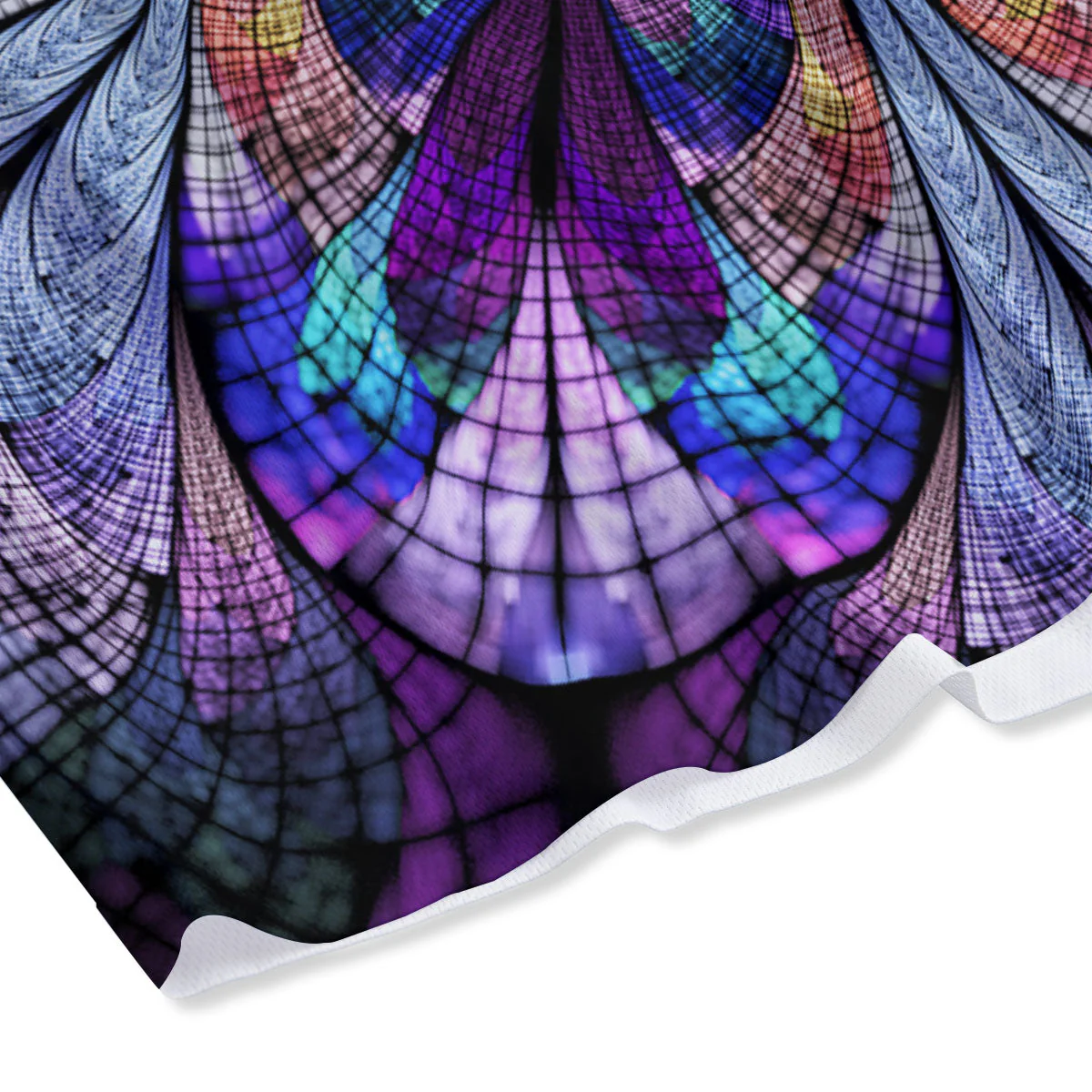Dark Mandala Teal And Purple Print Mesh Shorts - Image 4