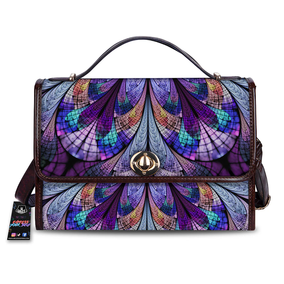 Dark Mandala Teal And Purple Print Women's Satchel Bag