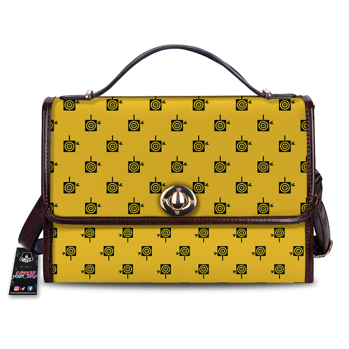 Dart Yellow And Black Print Pattern Women's Satchel Bag