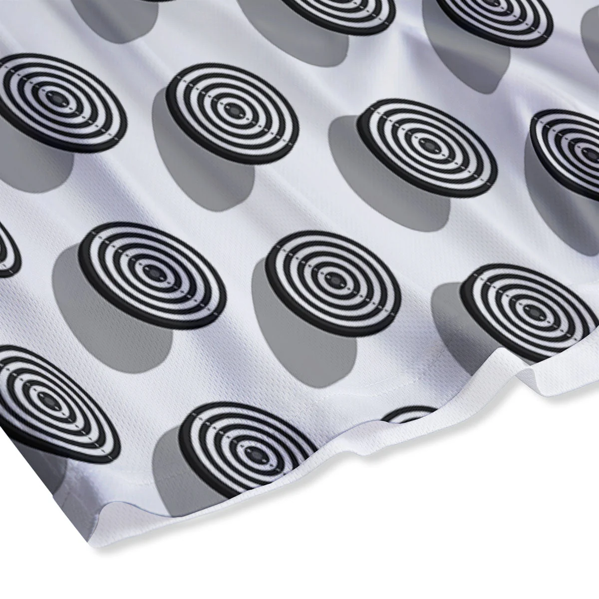 Dartboard White And Black Print Pattern Mesh Shorts - Image 4