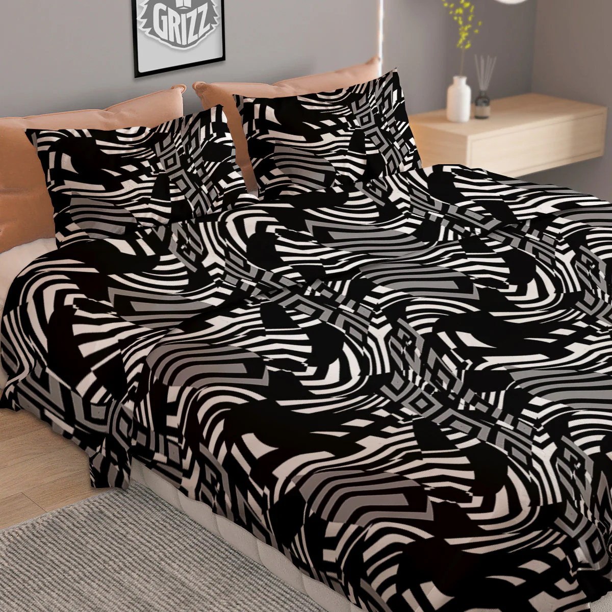 Dazzle Abstract Print Pattern Duvet Cover Bedding Set - Image 2