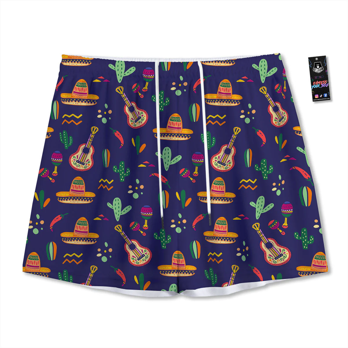 De Mayo Mexico Cinco Print Pattern Mesh Shorts