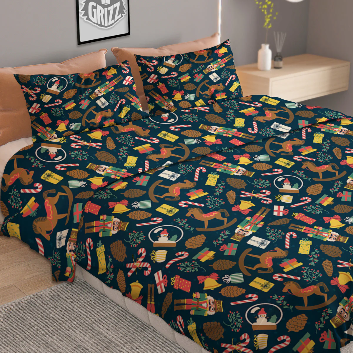 Decorations Christmas Print Pattern Duvet Cover Bedding Set - Image 2