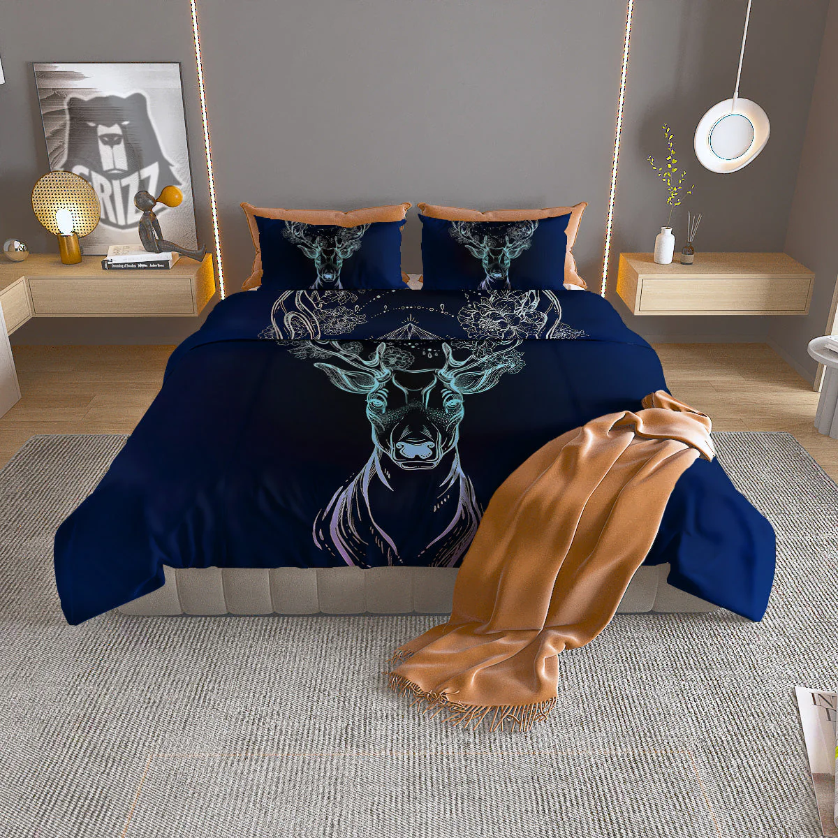 Deer Bohemian Spiritual Print Duvet Cover Bedding Set