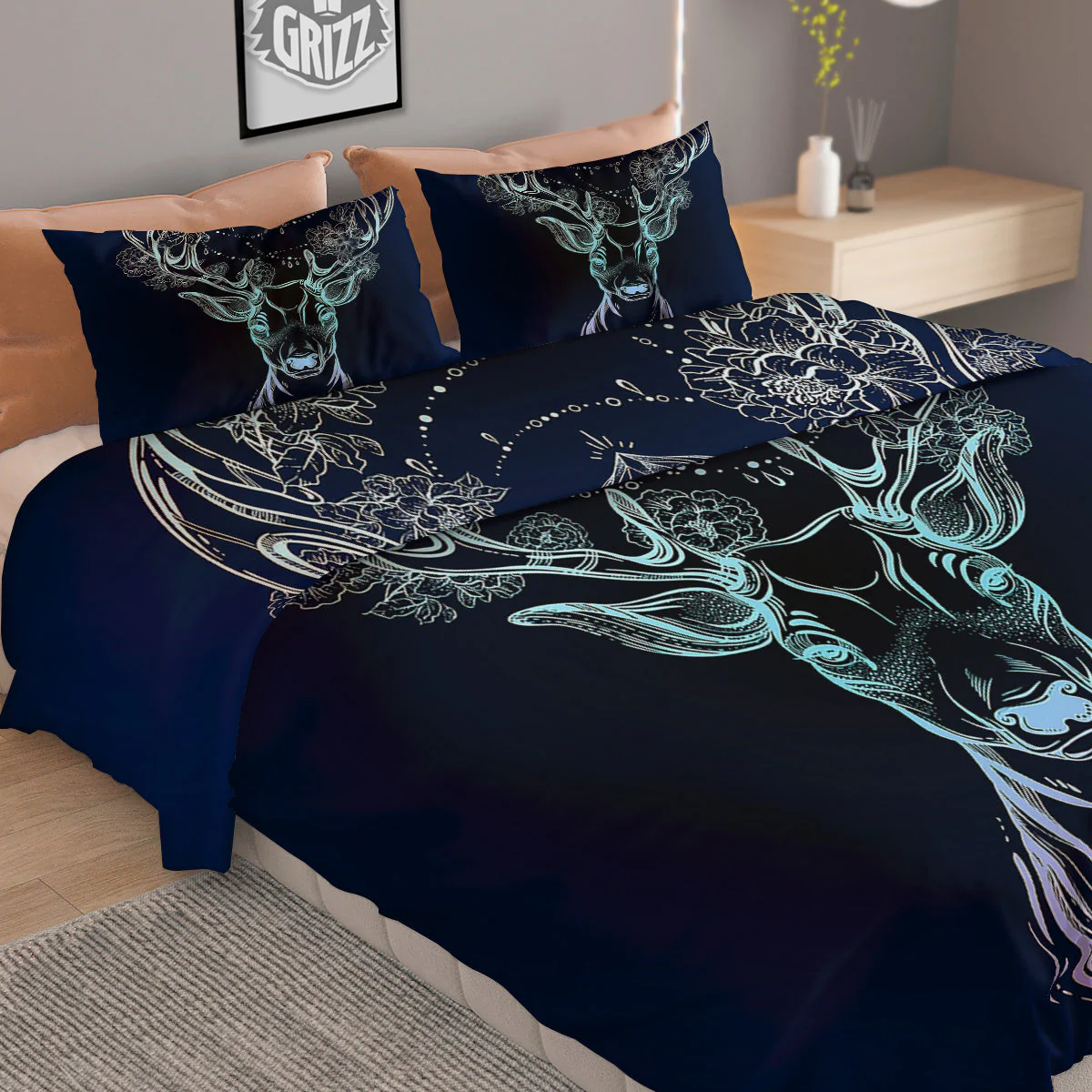 Deer Bohemian Spiritual Print Duvet Cover Bedding Set - Image 2