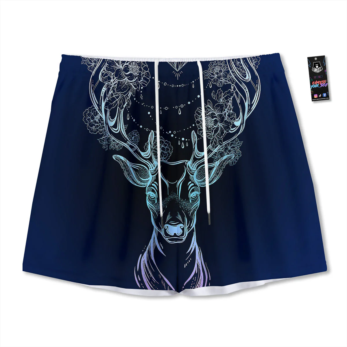 Deer Bohemian Spiritual Print Mesh Shorts