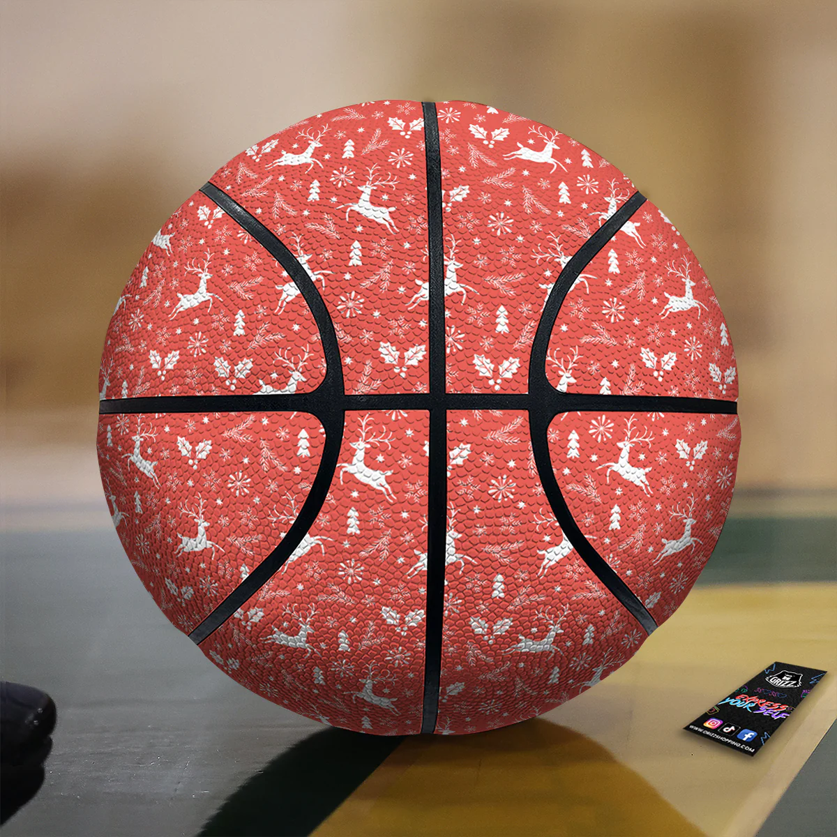 Deer Christmas Print Pattern Basketball