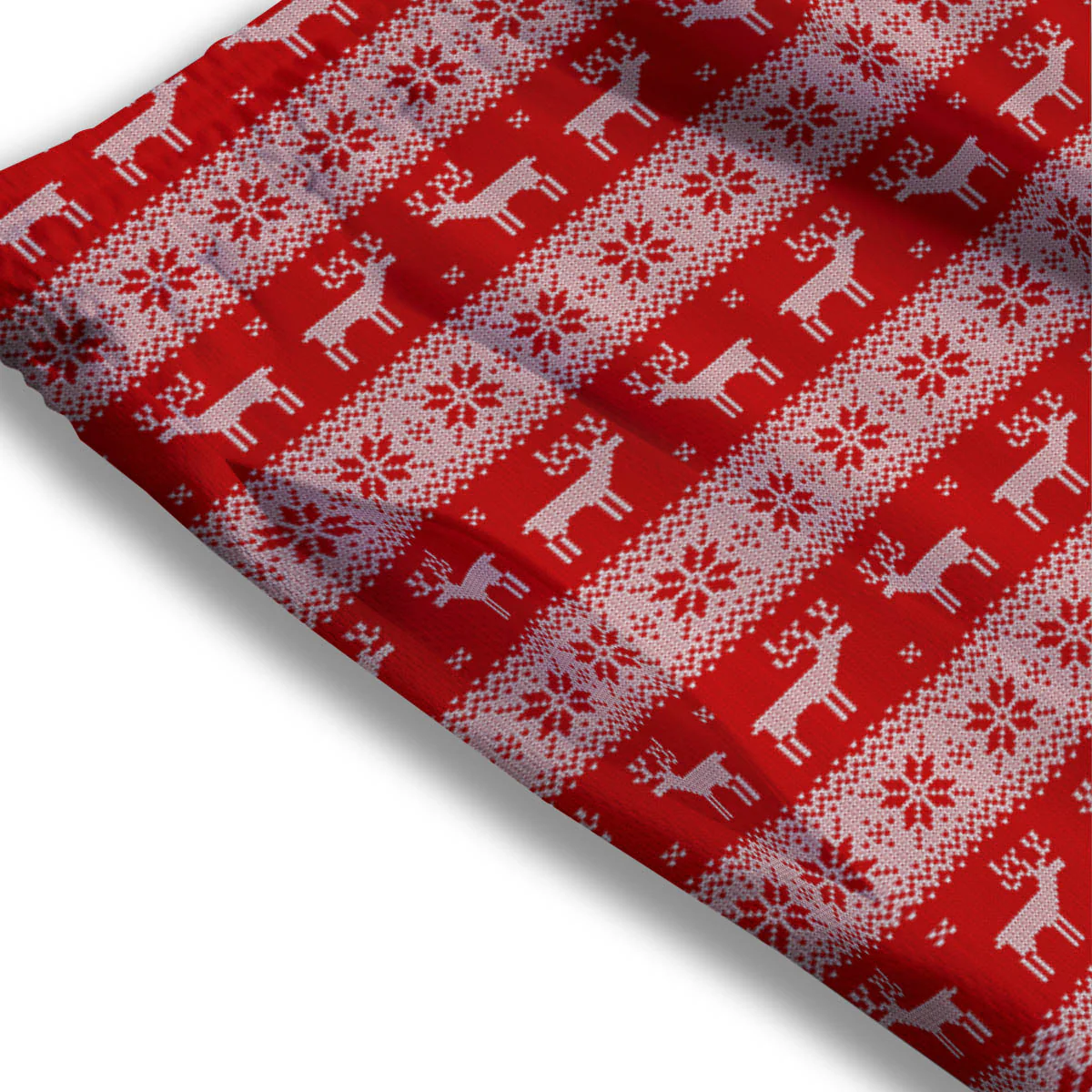 Deer Knitted Christmas Print Pattern Mesh Shorts - Image 3