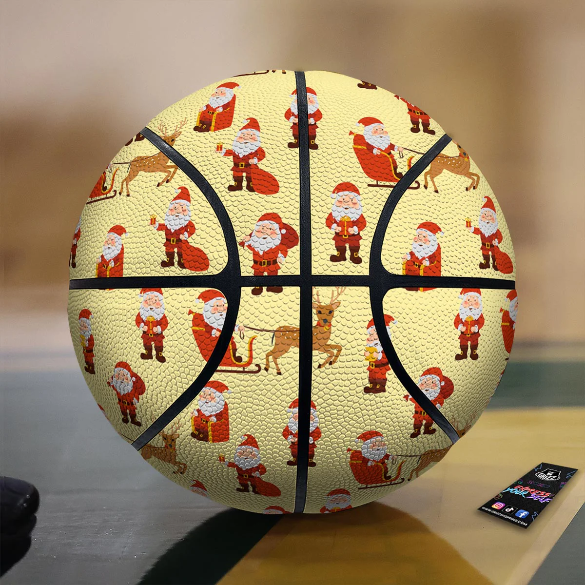 Deer Santa Claus Print Pattern Basketball