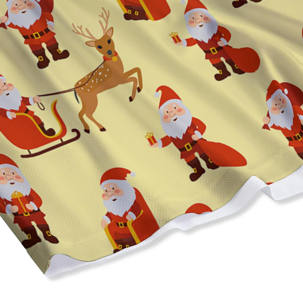 Deer Santa Claus Print Pattern Mesh Shorts - Image 4