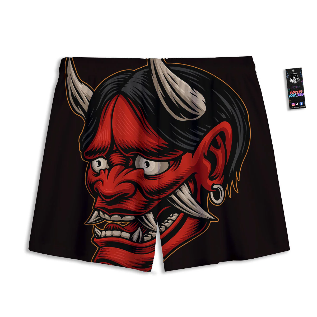 Demon Japanese Print Mesh Shorts - Image 2