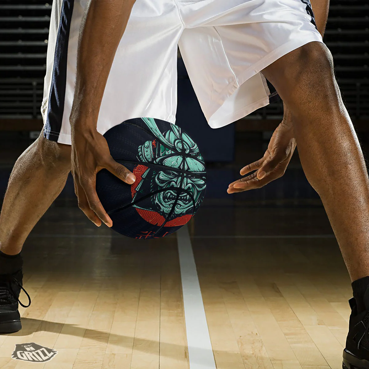 Demon Mask Japanese Print Basketball - Image 3