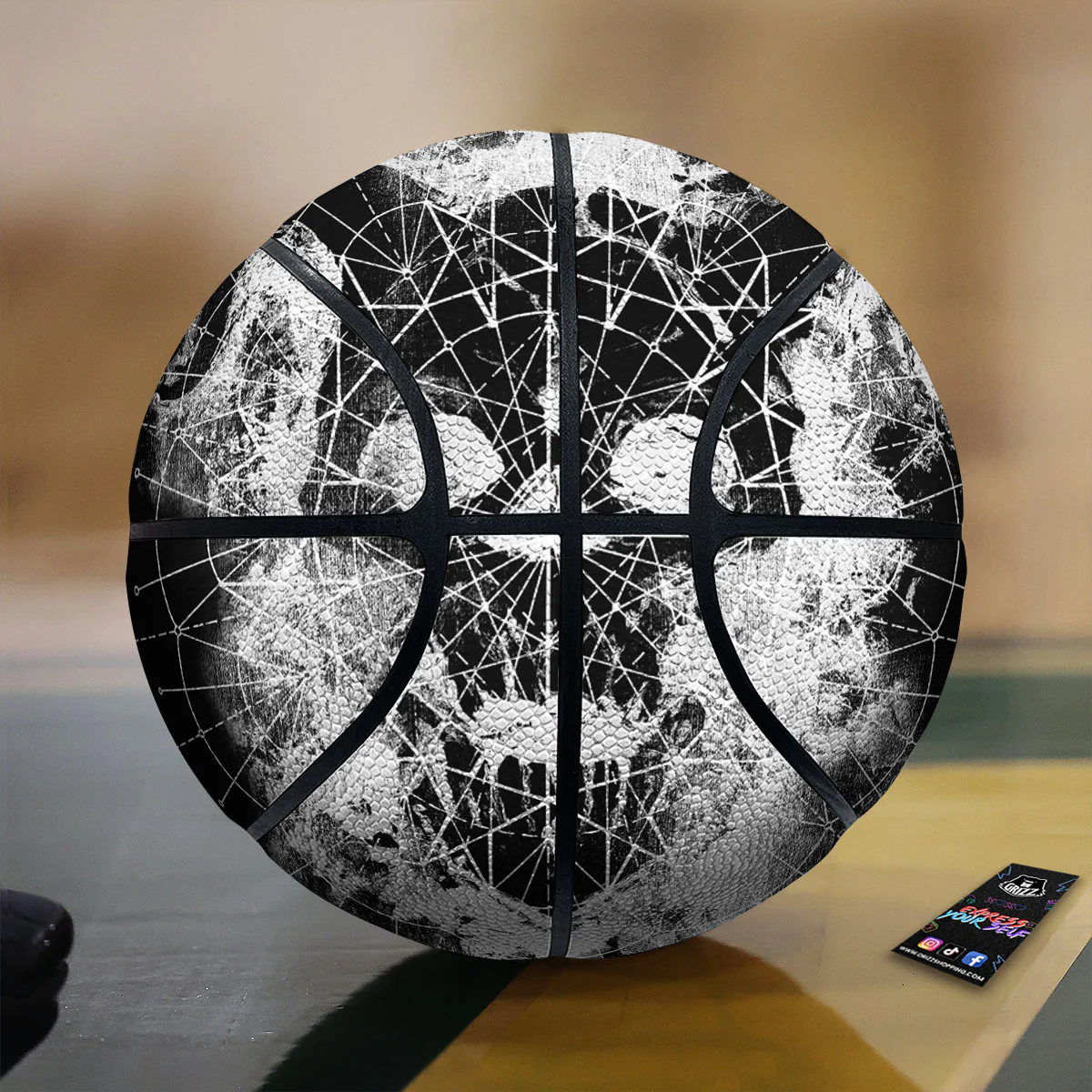 Demon Wicca White And Black Print Basketball