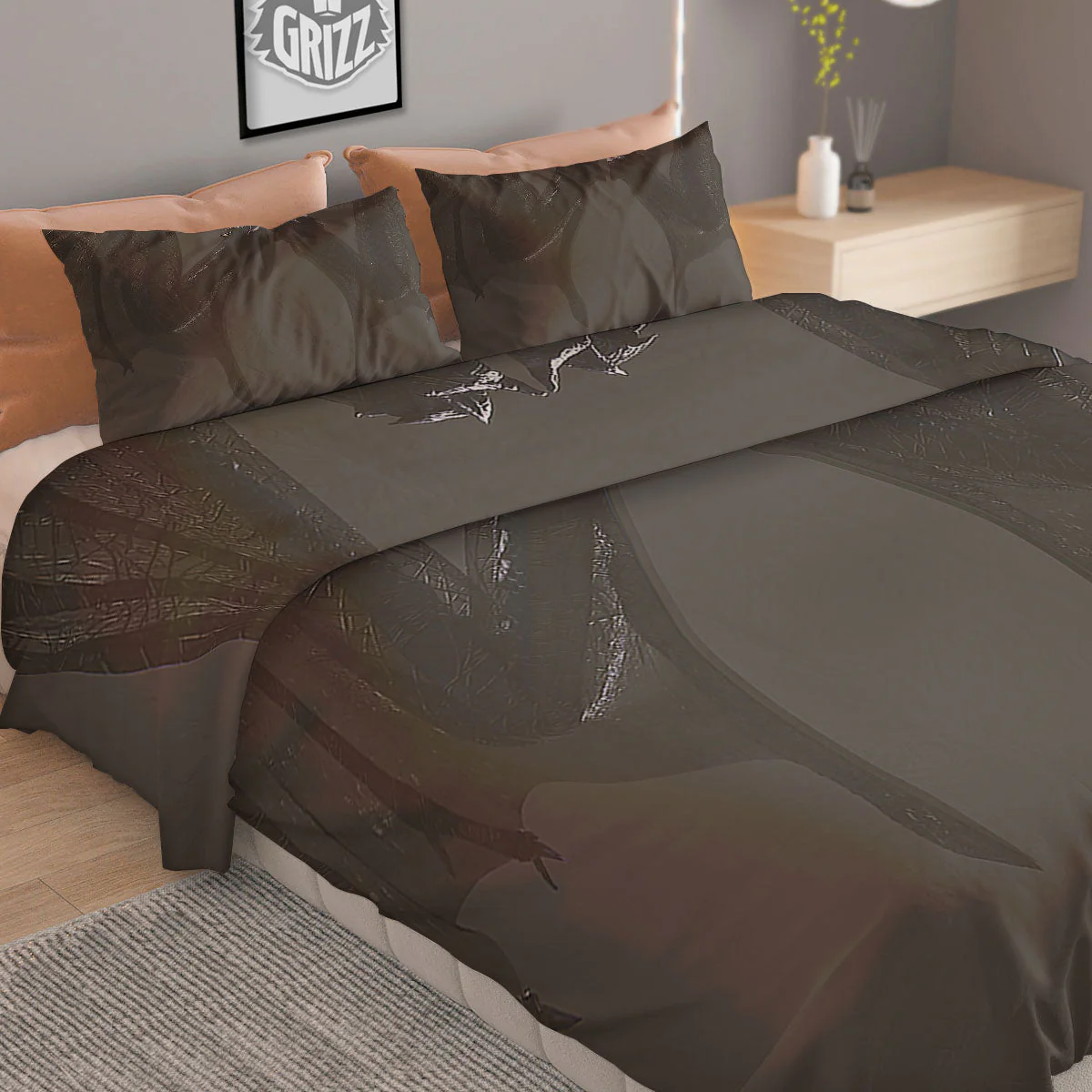 Demon Wings Black Print Duvet Cover Bedding Set - Image 2