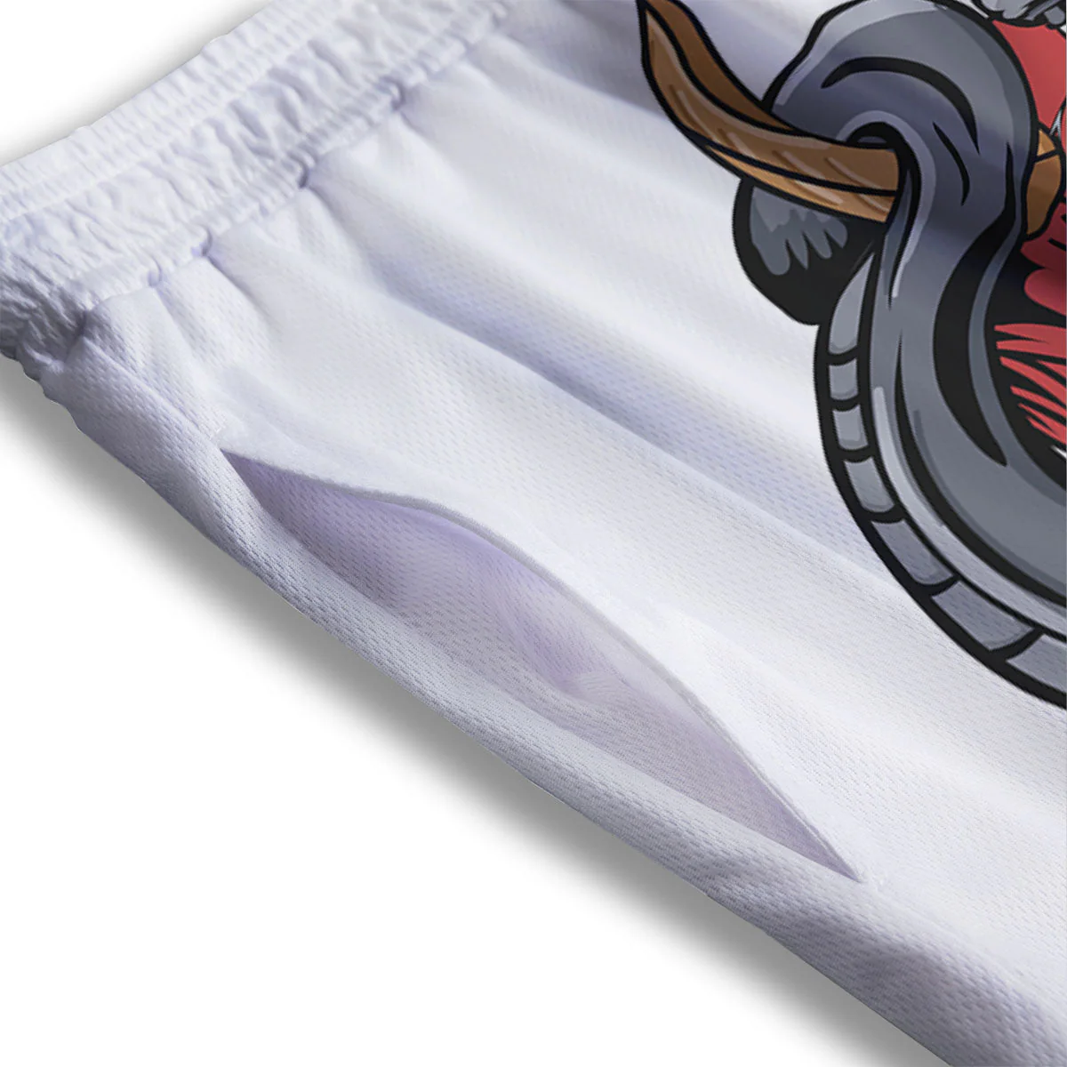 Demon With Snake Japanese Oni Print Mesh Shorts - Image 3