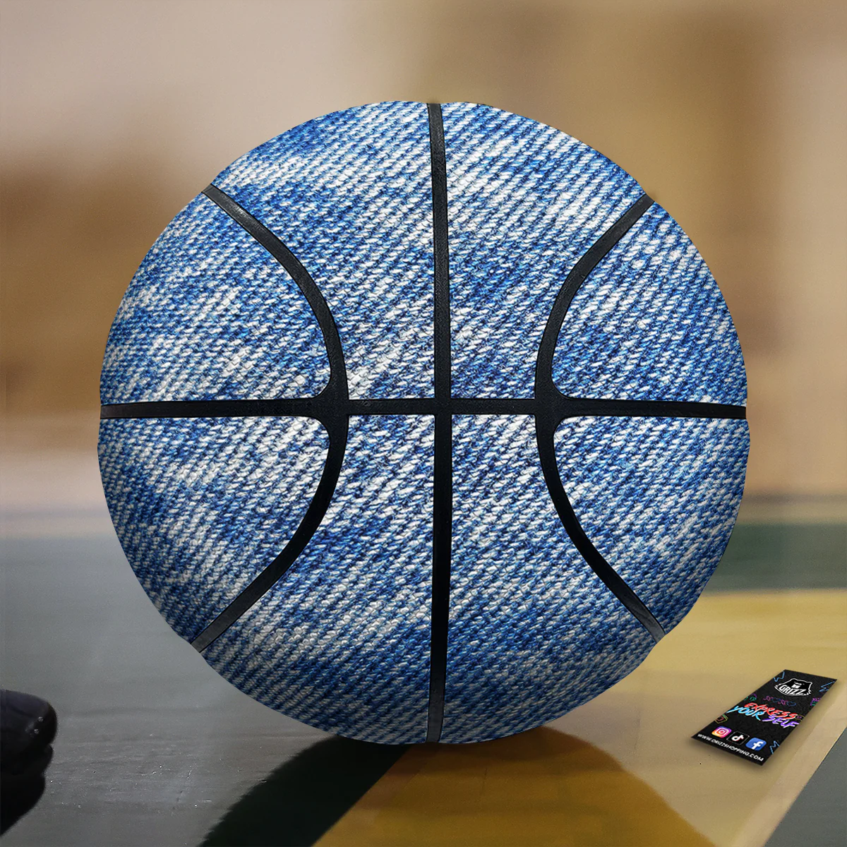 Denim Jeans Acid Wash Print Pattern Basketball