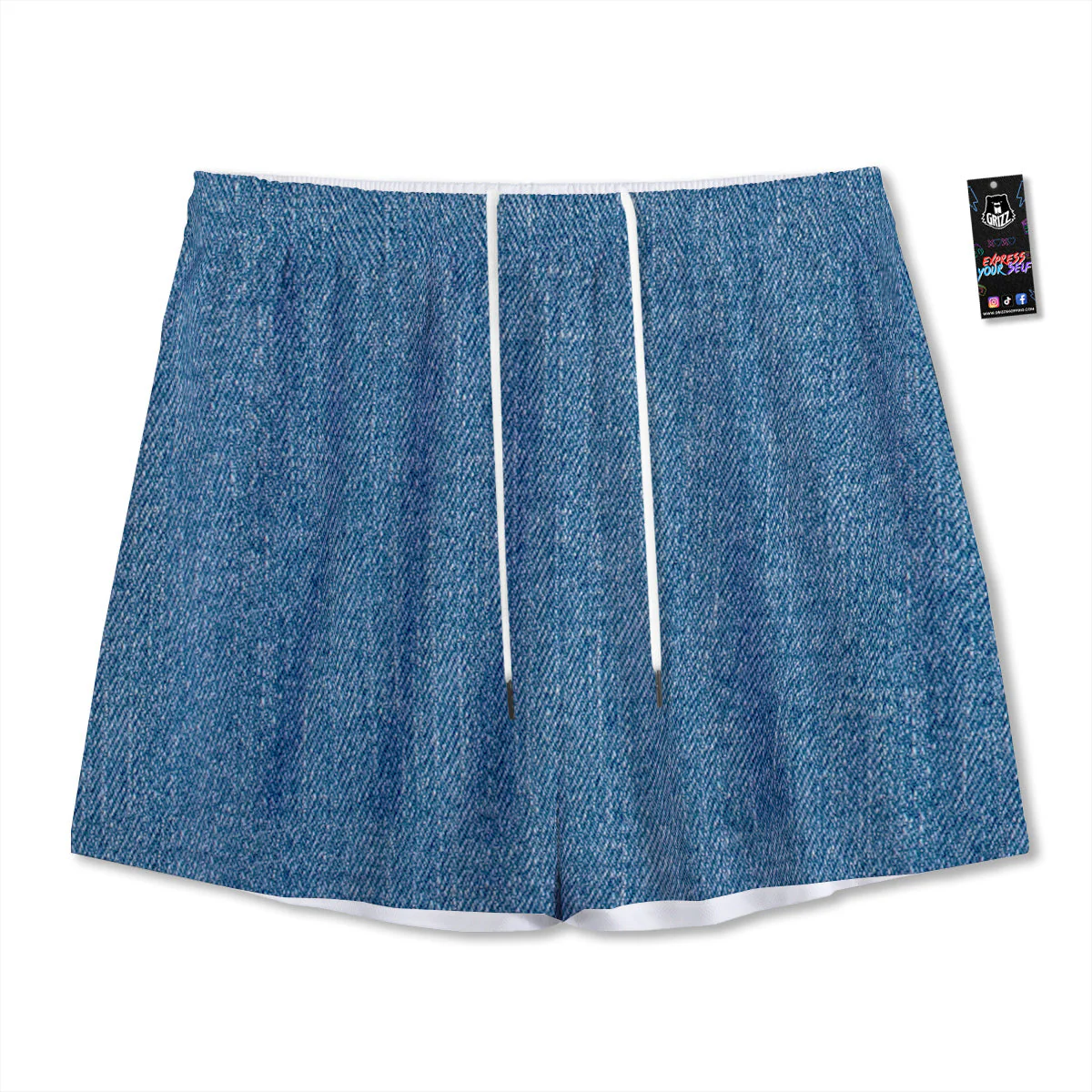 Denim Jeans Classic Blue Print Mesh Shorts