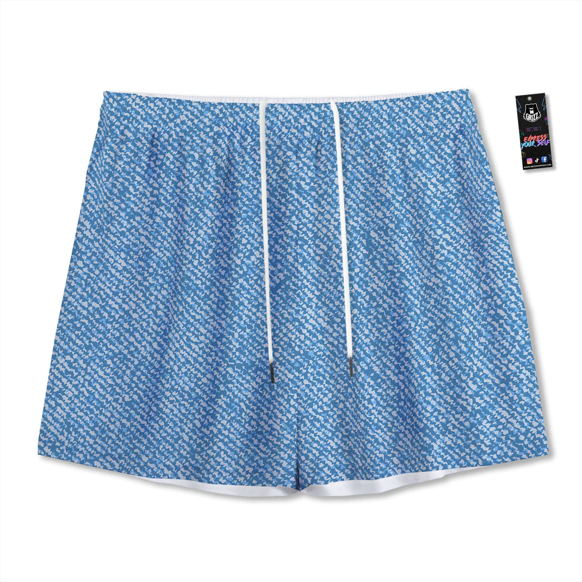 Denim Jeans Light Blue Print Mesh Shorts