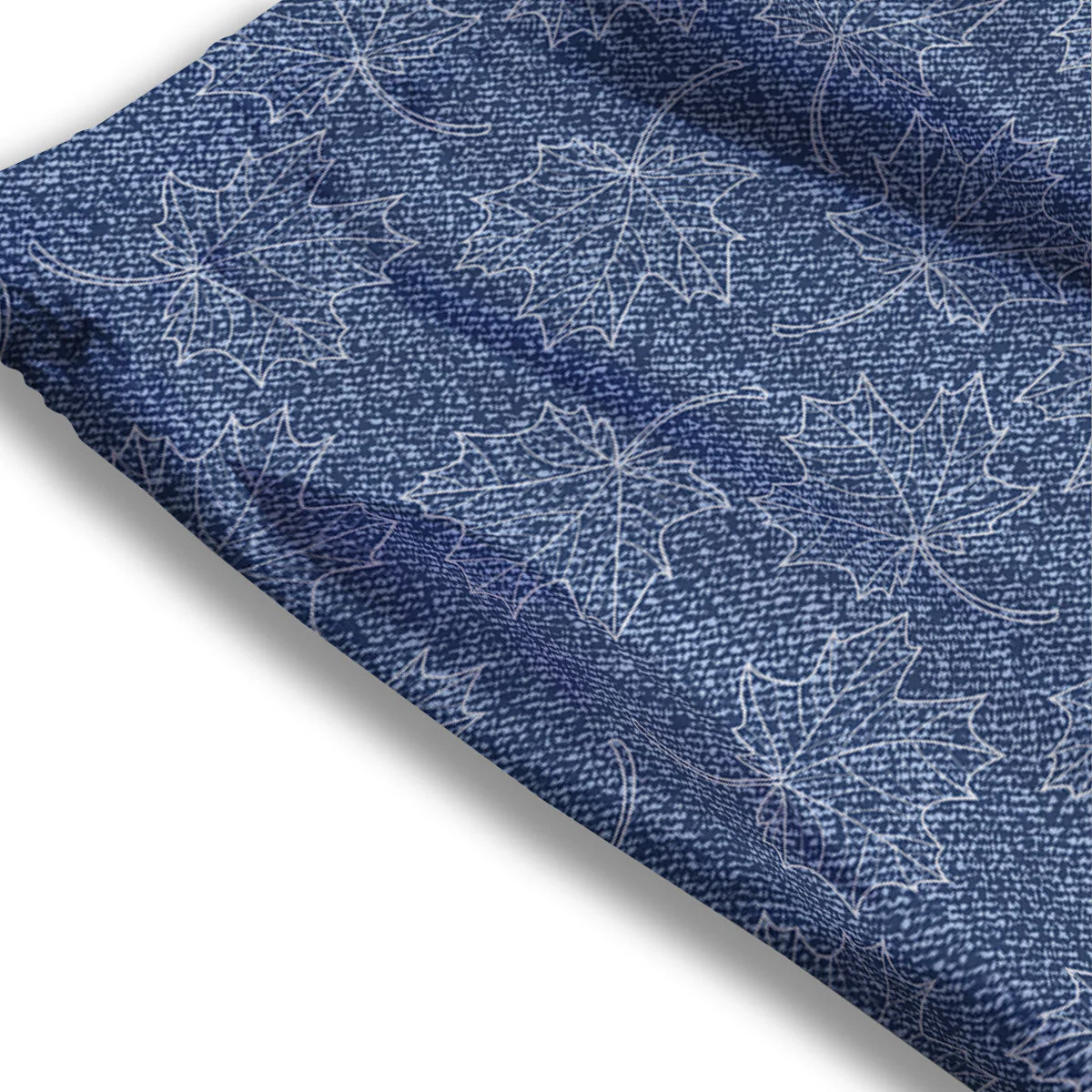 Denim Jeans Maple Leaf Print Pattern Mesh Shorts - Image 3
