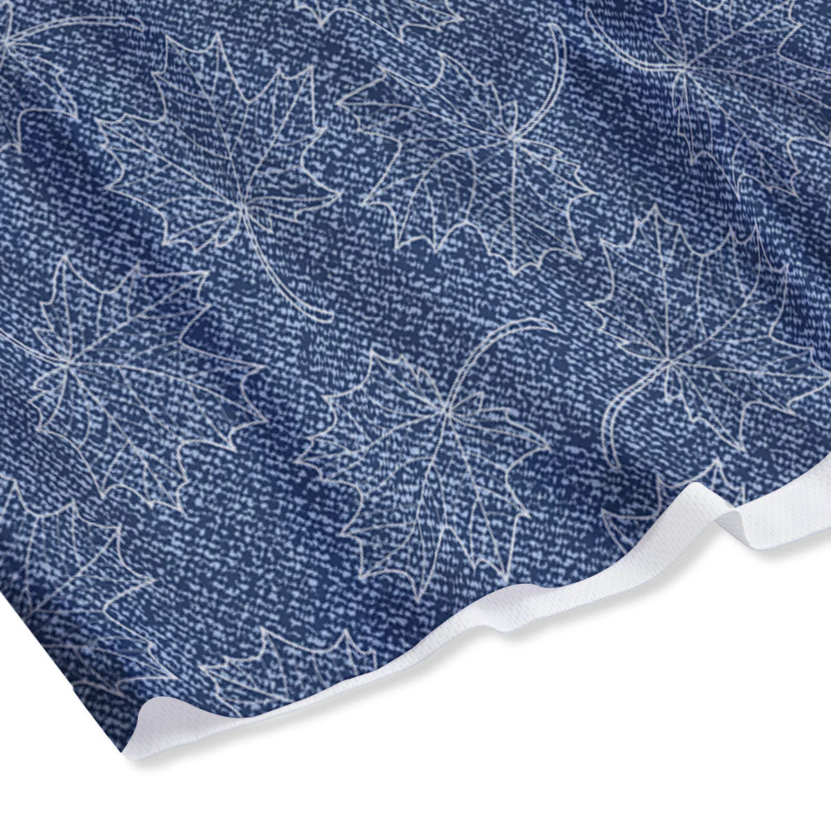 Denim Jeans Maple Leaf Print Pattern Mesh Shorts - Image 4