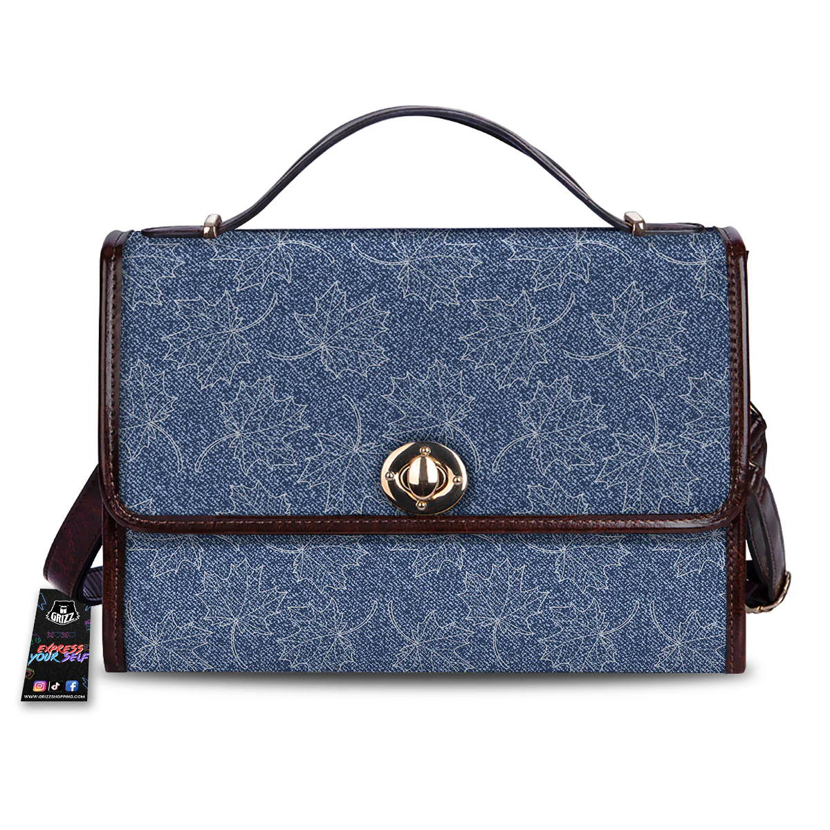 Denim Jeans Maple Leaf Print Pattern Women's Satchel Bag