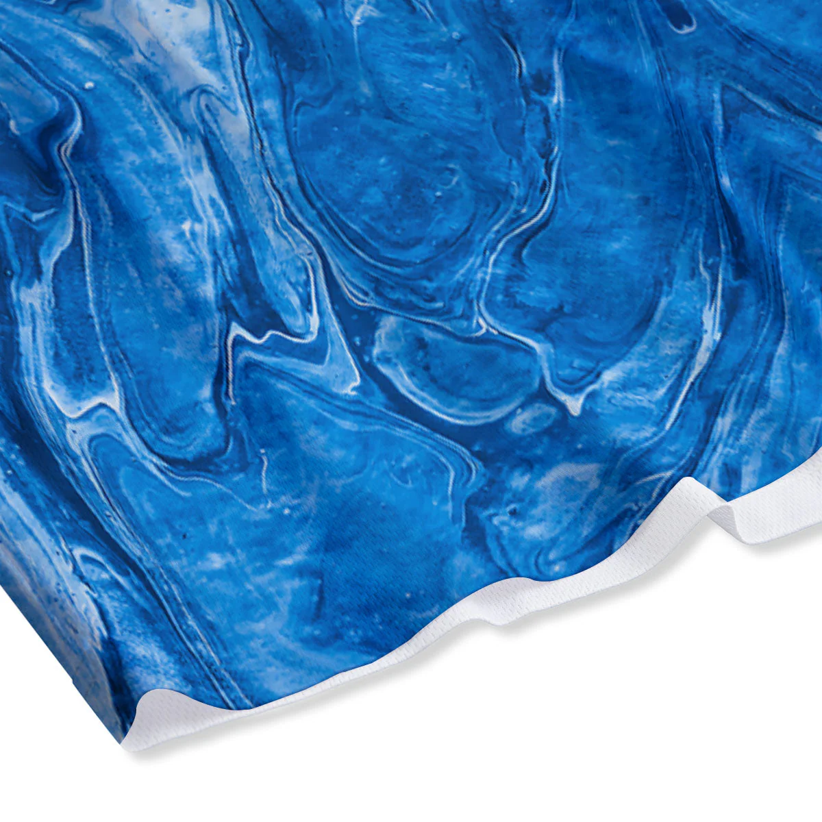Denim Jeans Marble Print Pattern Mesh Shorts - Image 4